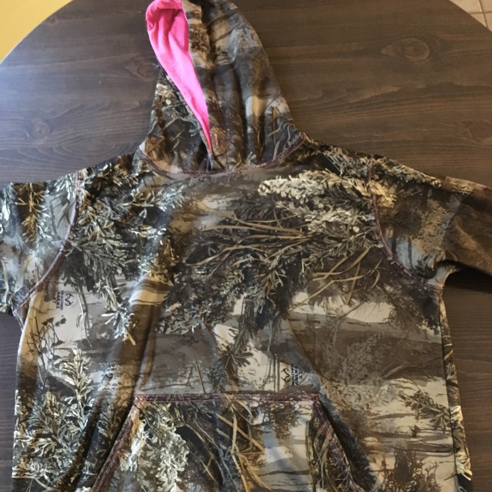 Real tree large women’s pink and camo hoodie